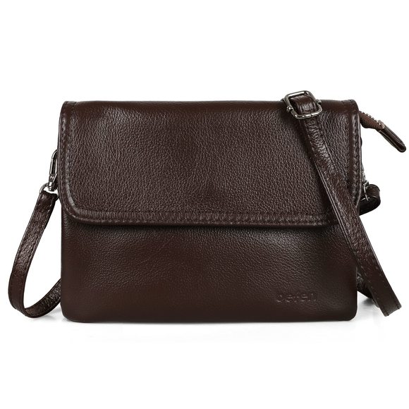 Genuine Leather Small Crossbody Bags, Dark Browntrendy Cell Phone :) - Picture 1 of 8